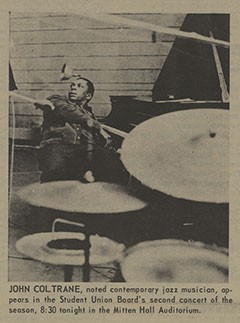 Notice of Coltrane's Concert at Mitten Hall
