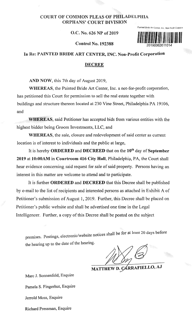 Orphans' Court Notice